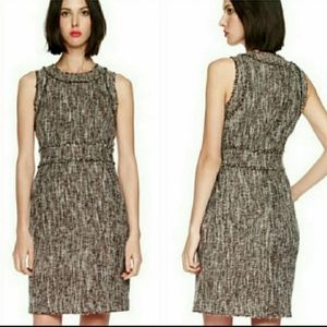 Michael Kors Tweed Fringe Sleeveless Sheath Dress